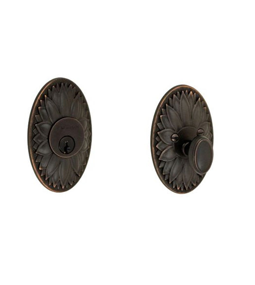 Doorware.com Single Cylinder Floral Oval Rose Deadbolt, Fusion D9
