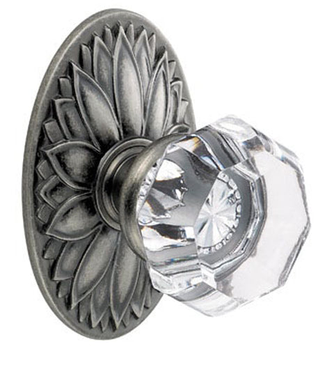 Doorware.com Clear Victorian Glass Knob With Oval Floral Rose, 16-D9