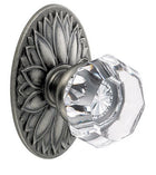 Clear Victorian Glass Knob With Oval Floral Rose, 16-D9