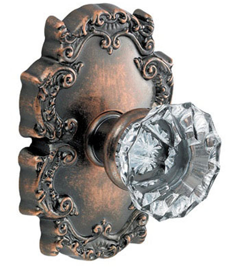 Doorware.com Clear Scalloped Glass Knob With Victorian Rose, Fusion 19-C8