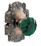 Green Scalloped Glass Knob With Victorian Rose, Fusion 20-C8