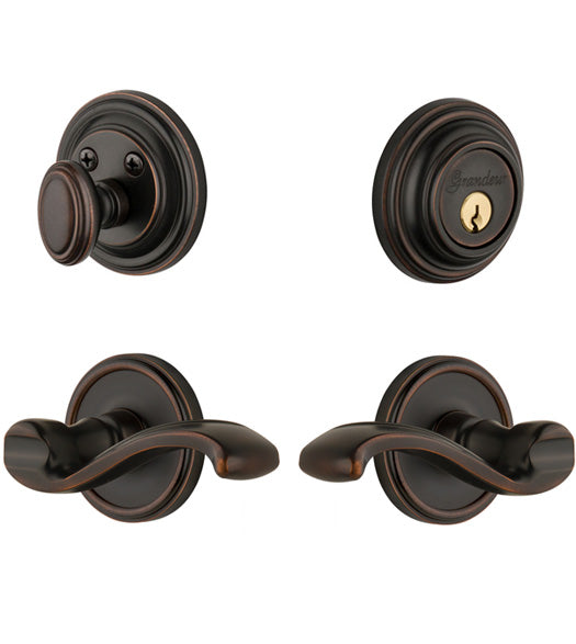 Single Cylinder Portofino Entryset With Georgetown Rose, Grandeur GEOPRTCOM
