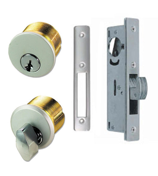 Sliding Storefront Door Mortise Hookbolt Lockset, Brass Cylinders, TH1102-PB