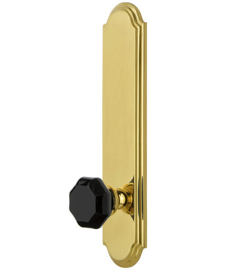 Lyon Black Glass Knob with Arc Plate, Grandeur ARCLYO19