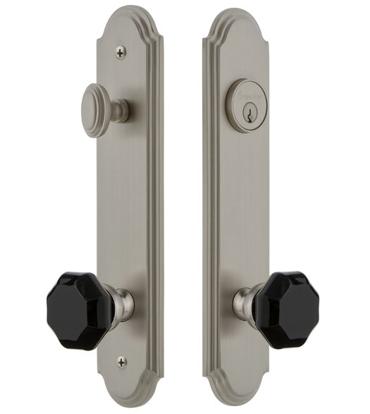 Black Lyon Knob with Arc Tall Plate Entryset, Grandeur ARCLYO19ENTR