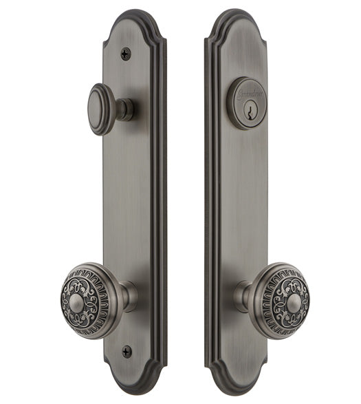 Windsor Knob with Arc Tall Plate Single Cylinder Entryset, Grandeur ARCWIN19ENTR