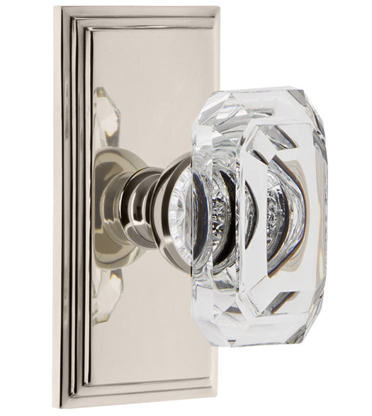 Emerald Cut Clear Crystal Knob with Carre Plate, Grandeur CARBCC