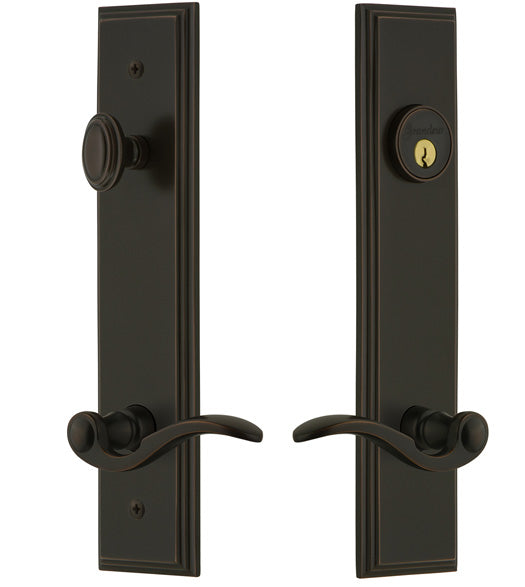 Bellagio Keyed Entry Lever with Carre Tall Plate, Grandeur CARBEL19ENTR
