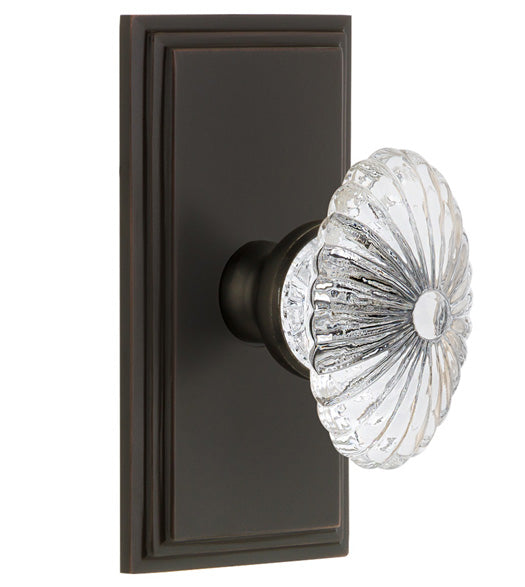 Scalloped Crystal Burgundy Knob with Carre Rose, Grandeur CARBUR