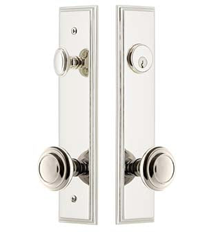 Circulaire Knob Single Cylinder Entryset with Carre Tall Plate, Grandeur CARCIR19ENTR