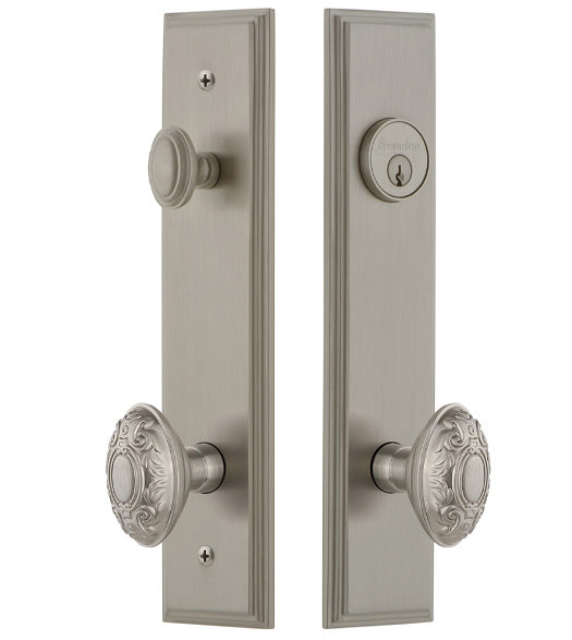 Single Cylinder Grande Victorian Knob with Carre Tall Plate Entryset, Grandeur CARGVC19ENTR