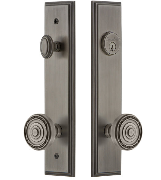 Single Cylinder Soleil Knob with Carre Tall Plate Entryset, Grandeur CARSOL19ENTR