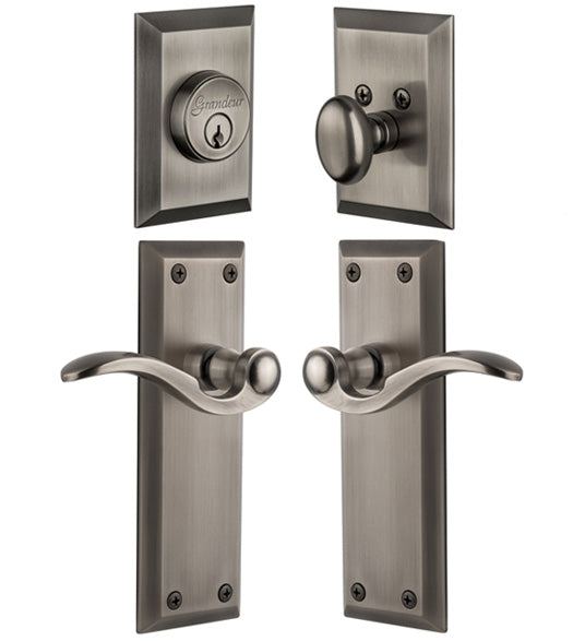 Single Cylinder Fifth Avenue Entry Set With Bellagio Lever, Grandeur FAVBELCOM