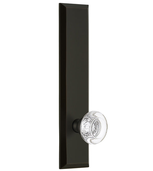 Bordeaux Crystal Knob with Fifth Avenue Tall Plate, Grandeur FAVBOR19