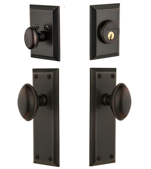 Fifth Avenue Single Cylinder Entry Set Combo With Eden Prairie Knob, Grandeur FAVEDNCOM