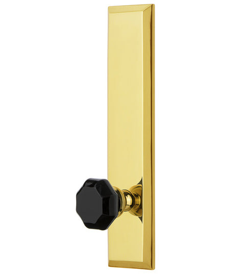 Black Glass Lyon Knob with Fifth Avenue Plate, Grandeur FAVLYO19