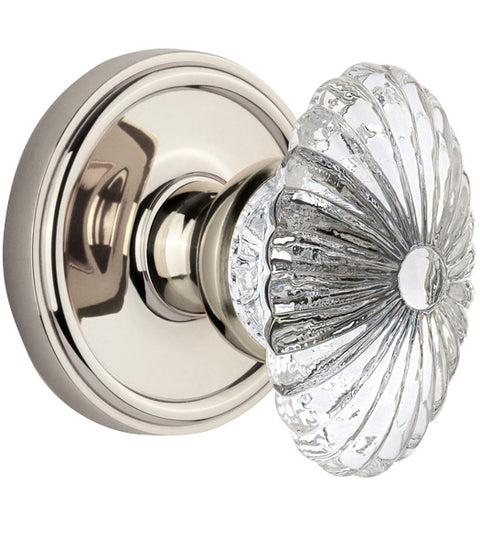 Scalloped Crystal Egg Knob with Georgetown Rose, Grandeur GEOBUR