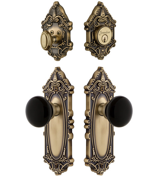 Grande Victorian Entryset with Black Glass Coventry Knob, Grandeur GVCCOVCOM