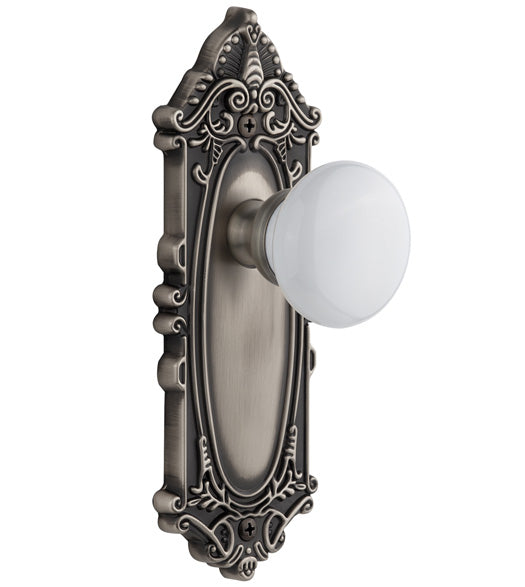 Porcelain Hyde Park Knob With Grande Victorian Rose, Grandeur GVCHYD