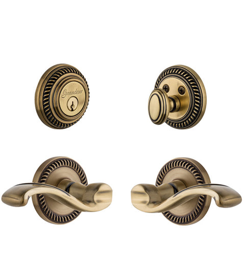 Newport Rose With Portofino Lever Single Cylinder Combo, Grandeur NEWPRTCOM