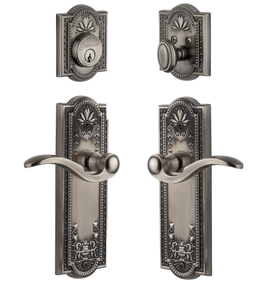 Parthenon Plate With Bellagio Lever Single Cylinder Combo, Grandeur PARBELCOM