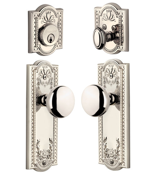 Parthenon Rose With Fifth Avenue Knob Single Cylinder Combo, Grandeur PARFAVCOM