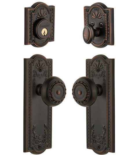 Parthenon Decorative Knob And Deadbolt Combo, Grandeur PARPARCOM