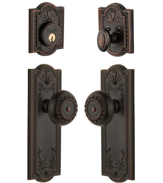 Parthenon Decorative Knob And Deadbolt Combo, Grandeur PARPARCOM