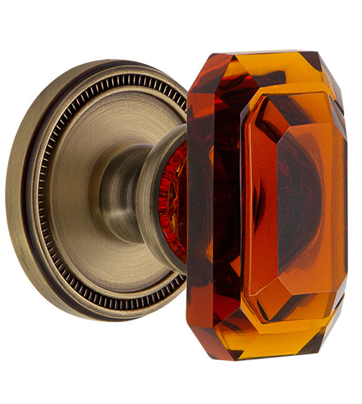 Baguette Crystal Knob with Soleil Rosette, Grandeur SOLBCA