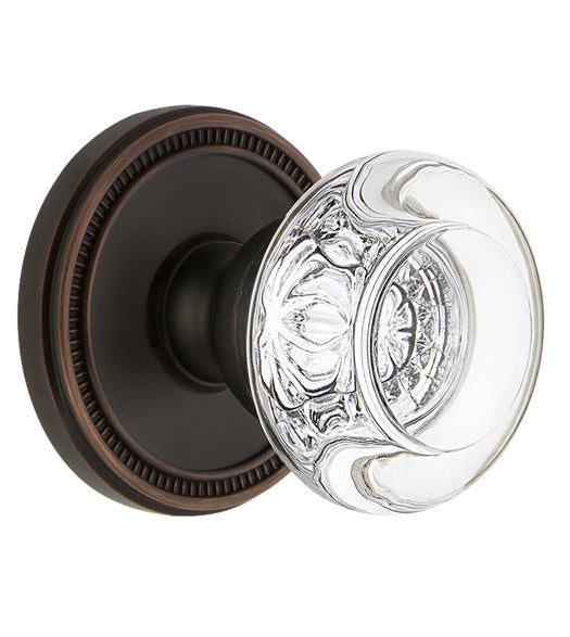 Crystal Bordeaux Knob with Soleil Rosette, Grandeur SOLBOR