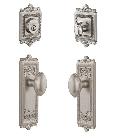 Eden Prairie Egg Knob Single Cylinder Windsor Combo Set, Grandeur WINEDNCOM