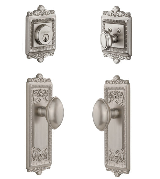 Eden Prairie Egg Knob Single Cylinder Windsor Combo Set, Grandeur WINEDNCOM