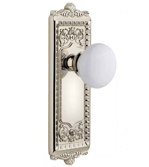 Windsor Plate With Hyde Park Porcelain Knob, Grandeur WINHYD