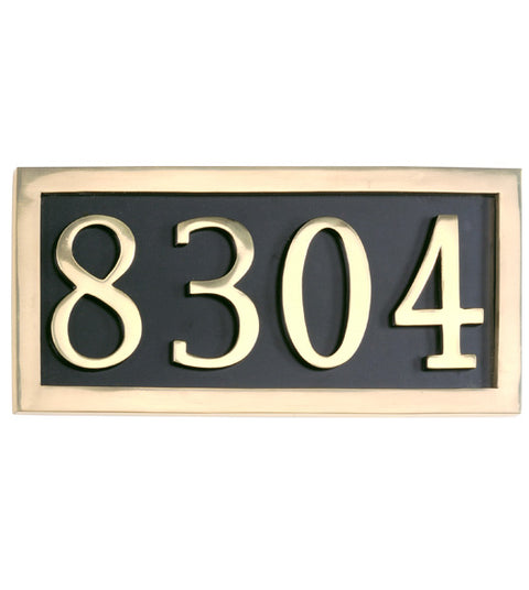 Doorware.com Polished Brass Four Number Address Plate Assembly, Brass Accents I08-P7540-605