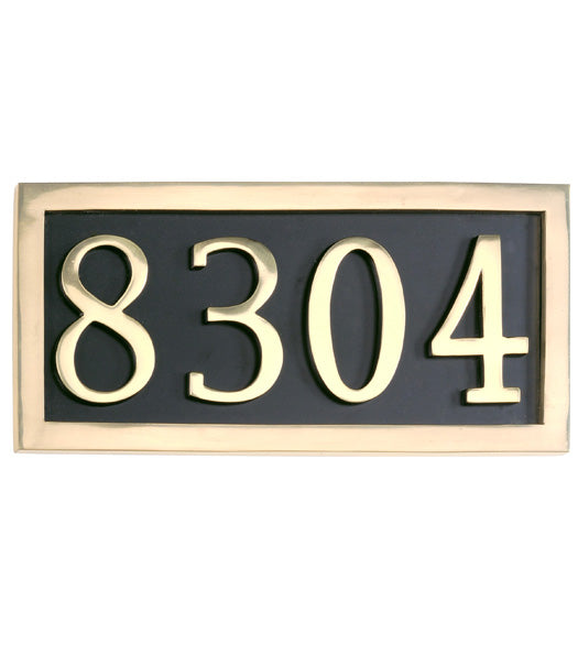 Doorware.com Polished Brass Four Number Address Plate Assembly, Brass Accents I08-P7540-605