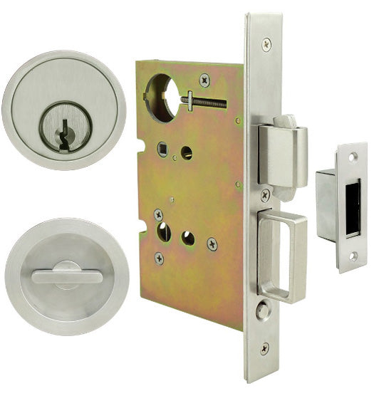 Round Luna Pocket Door Keyed Entry, INOX FH22PD8450