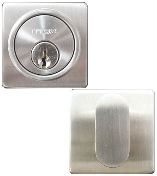 Sleek and Small Single Cylinder 2-1/16 Inch Square Deadbolt, INOX HD310B