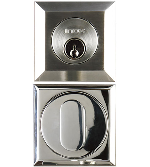 2-3/8 Inch Square Stainless Steel Single Cylinder Deadbolt, INOX SD310B