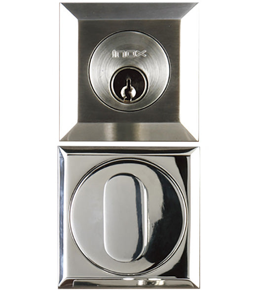 2-3/8 Inch Square Stainless Steel Single Cylinder Deadbolt, INOX SD310B