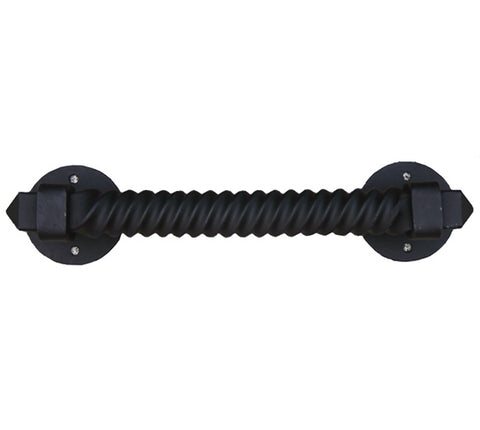 12 Inch Spiral Castle Hand Forged Iron Door Pull, Acorn IPDBP