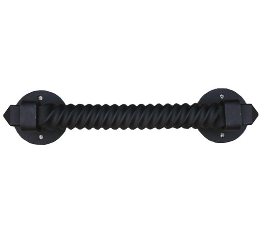 12 Inch Spiral Castle Hand Forged Iron Door Pull, Acorn IPDBP
