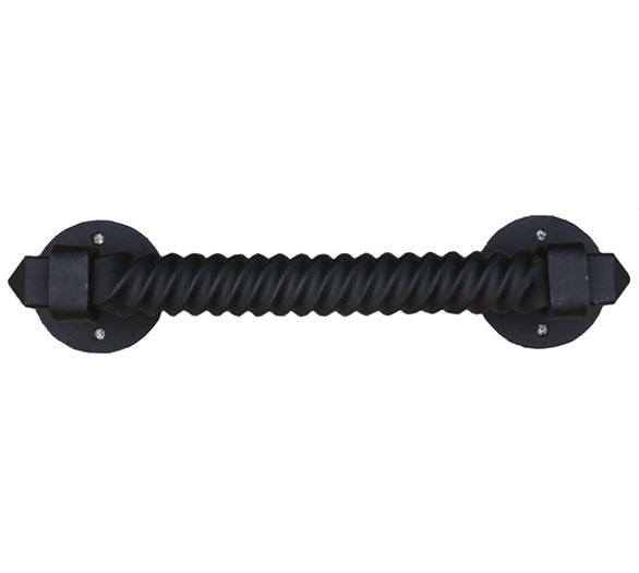 12 Inch Spiral Castle Hand Forged Iron Door Pull, Acorn IPDBP