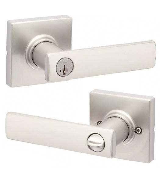 Breton Lever with Square Rose, Kwikset BRNL-SQT
