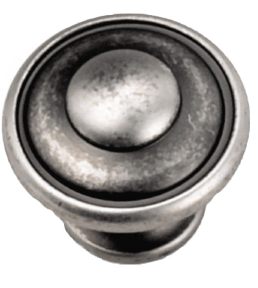 1-1/8 Inch Antique Pewter Windsor Button Kitchen Cabinet Knob, Laurey 24106