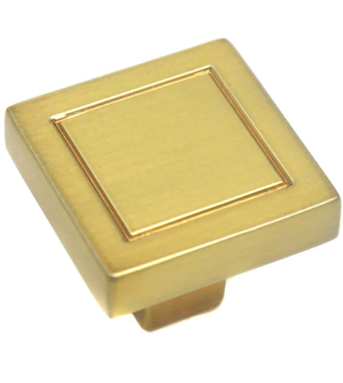 7/8 Square Cabinet Knob Champagne Brass, Laurey 72810