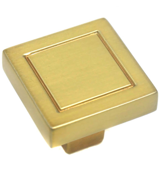 7/8 Square Cabinet Knob Champagne Brass, Laurey 72810