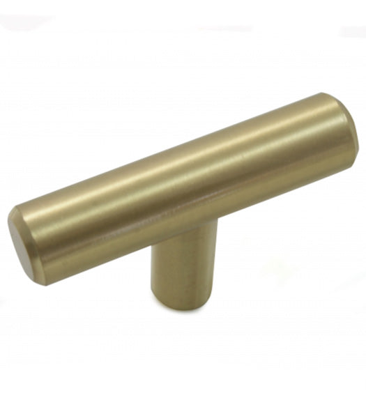 Satin Brass Melrose T-Knob, Laurey 87904