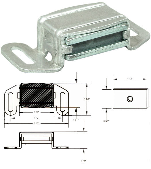 Small Single Magnet Door Catch, Deltana MC325