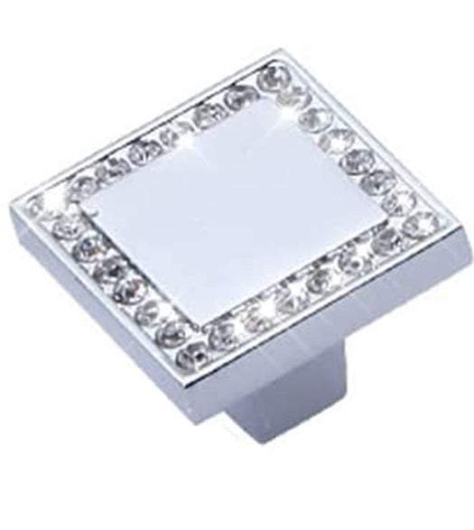 Crystal Bellagio Square Cabinet Knob in Polished Chrome, MNG 18426