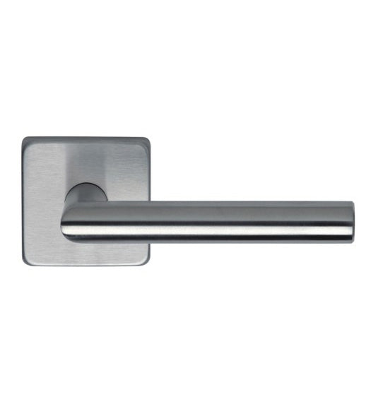 Stainless Steel Door Lever Set With Square Rose, Omnia  #12S